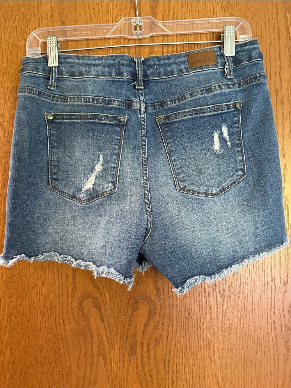 Judy Blue Distressed Denim Shorts with Leopard Patchwork - Picture 5 of 7